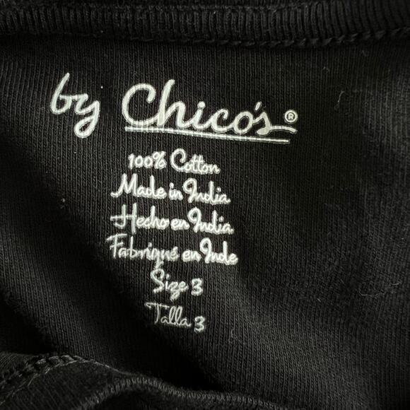 Chico's 100% Cotton Short Sleeve V-Neck Oversize Tee Womens 3/XL Black NWT - Picture 3 of 3